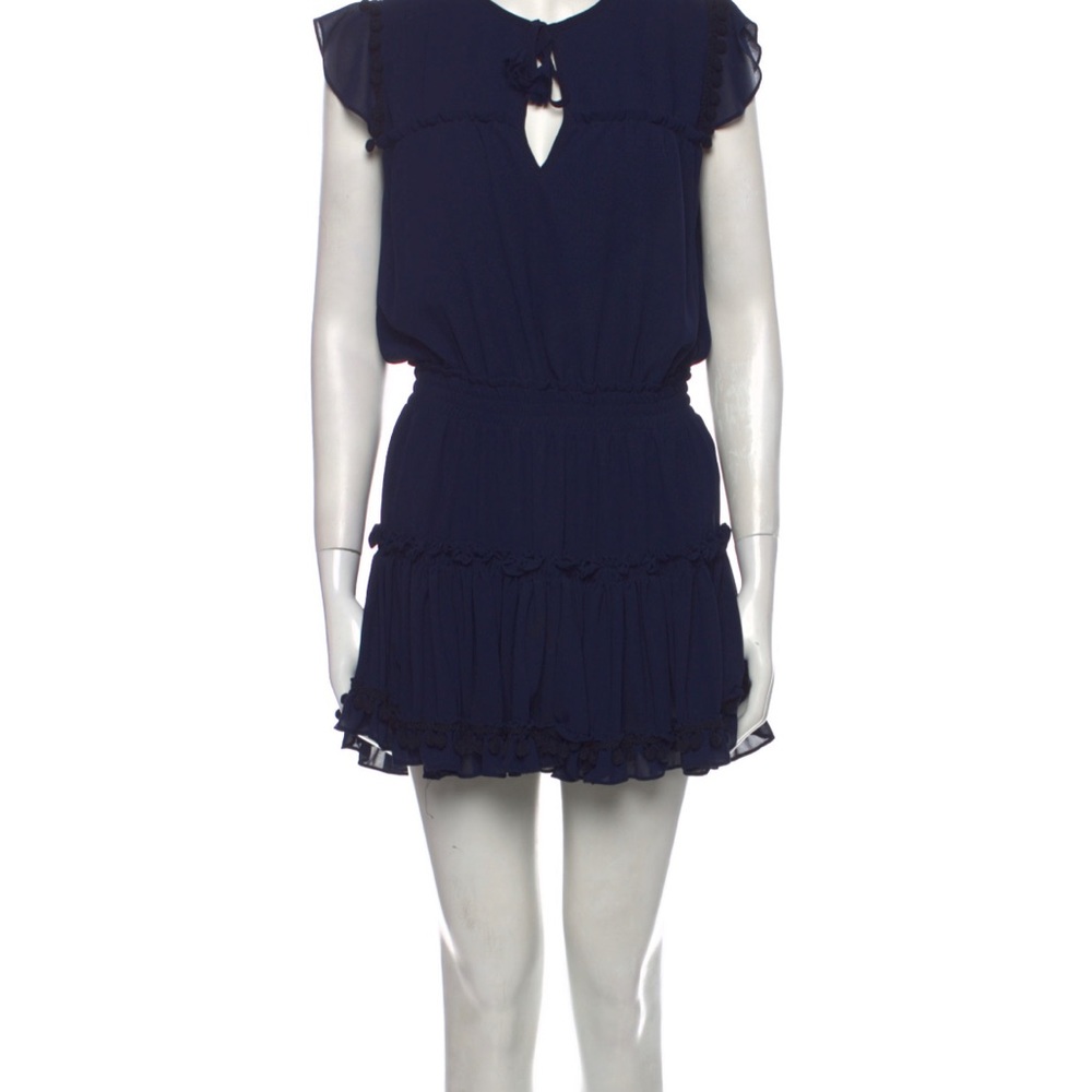 Misa Los Angeles Navy Tie Neck Dress - Size Small